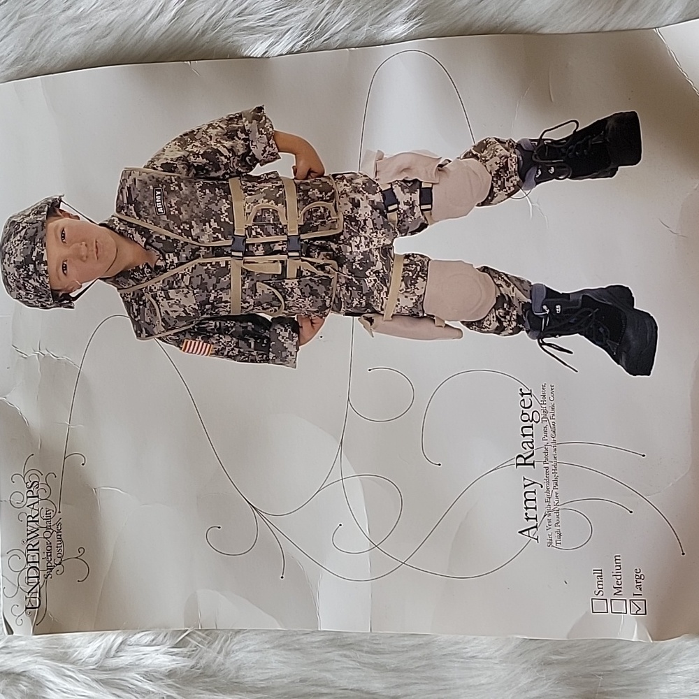ARMY RANGER Digital Green Camo Unisex Halloween Dress Up Play Military Costume L